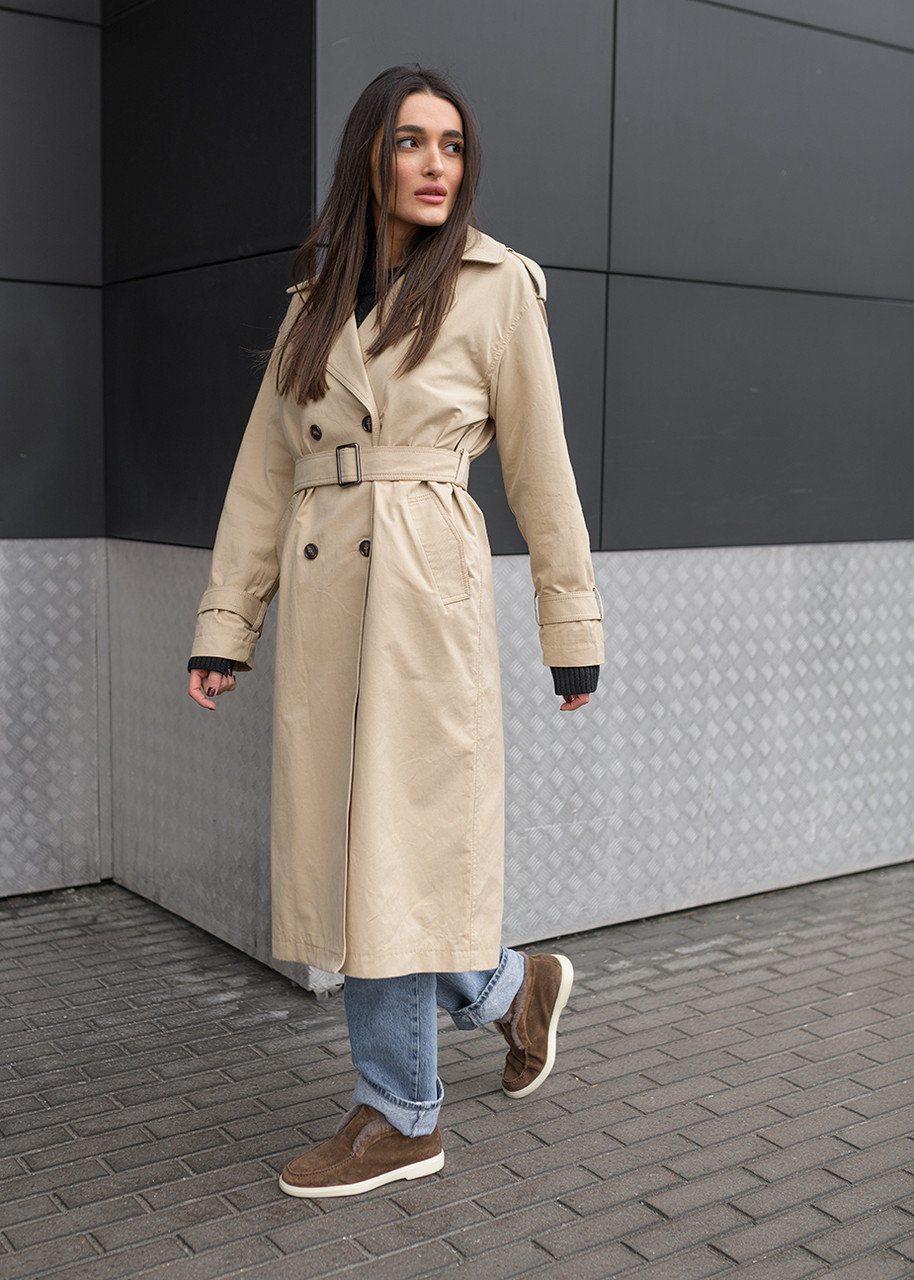 Женский плащ женский классический бежевый тренч Staff cap beige Adwear ...