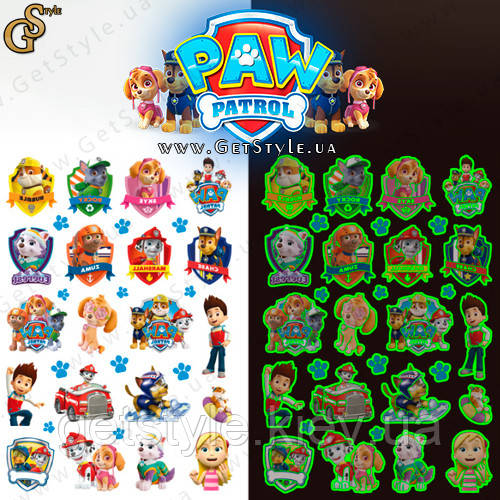 Дитячі світні татуювання Щенячий патруль PAW Patrol Tattoo, фото 1