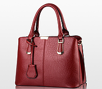 Модна жіноча сумка з брілком стильна велика жіноча сумочка з екошкіри червона з ручками Adwear