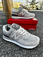 Серые кроссовки мужские New Balance 574 из замши, удобные мужские кроссовки Нью баланс 574 на весну осень