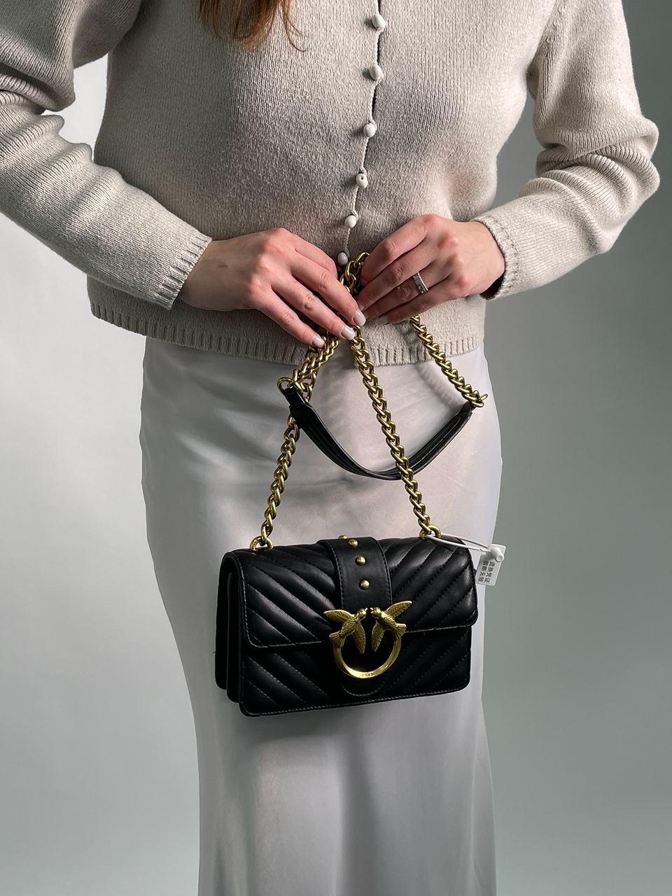 Жіноча сумка Пінко чорна Pinko Black Mini Love Bag One Simply Puff