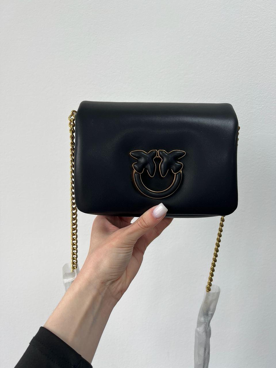 Жіноча сумка Пінко чорна Pinko Baby Love Bag Click Puff in Nappa Black Leather