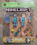 Набір фігурок для виживання Майнкрафт Стів і Алекс в алмазній броні, фото 2