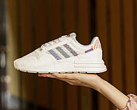 Adidas ZX 500 RM Commonwealth Женские осенние белые замшевые кроссовки. Женские кроссовки на шнурках