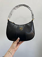 Женская сумка Пинко черная Pinko Hobo Bag Fine Grain Cow Leather Black