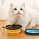Портативна силіконова миска для собак і котів 450 мл - рожева, фото 10