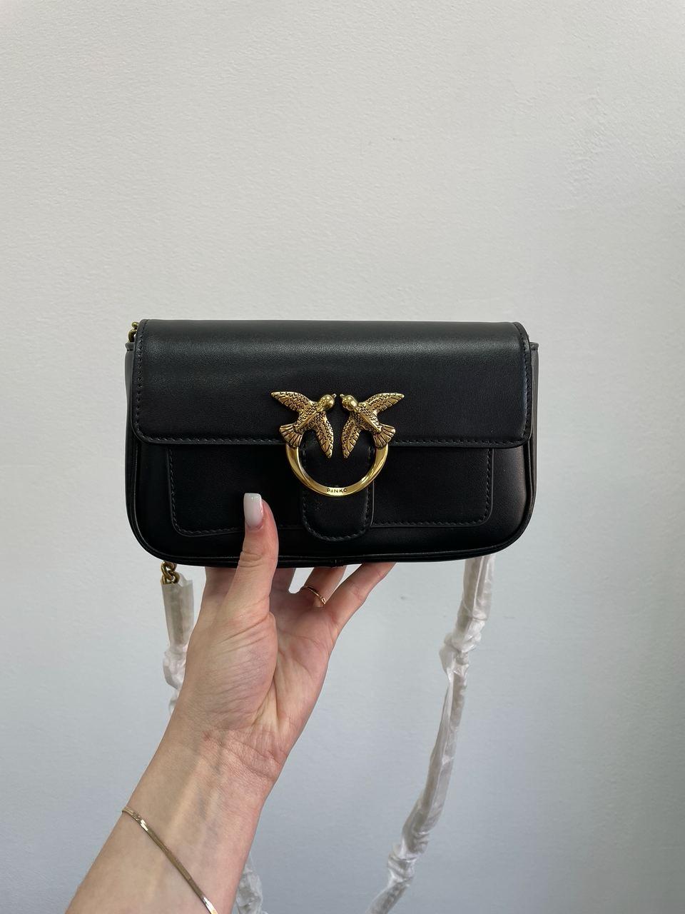 Жіноча сумка Пінко чорна Pinko Love Bag Pocket Simply Black/Antique Gold