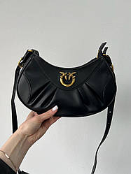 Жіноча сумка Пінко чорна Pinko Black Leather Love Bag Bon Bon Crossbody
