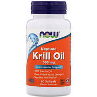 Масло криля NOW Foods Neptune Krill Oil 500 mg 60 Softgels NOW-01625 BM, код: 7518492