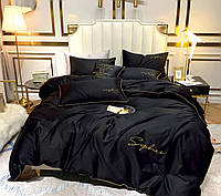 Комплект постельного белья сатин Crown Lux полуторный черный (1635) QT, код: 8327157
