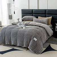 Комплект постельного белья двусторонний велюр SADA Lux евро серый (722798) QT, код: 8331971