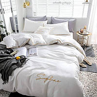 Комплект постельного белья сатин Crown Lux Евро белый (443350) QT, код: 8342837