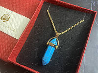 Натуральный камень Голубая бирюза кулон в форме кристалла шестигранника маятника
