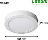 LEDUNI Downlight Стельовий світильник Поверхня LED Круглий 12W 1200LM Колір Теплий Білий 3000K IP20 Алюміній 161*28Hmm 2 шт, фото 2
