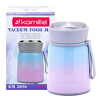 Термос для еды из нержавеющей стали Kamille 530 мл Розово-голубой (KL225606) DH, код: 8289435