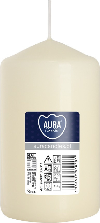 Свічка циліндр кремова 10 см (sw60/100-011)