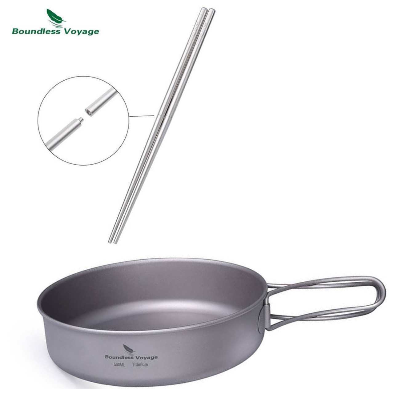 Тарілка титанова Boundless Voyage 500 мл + китайські палички з титану, фото 1