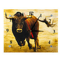 Часы настенные ДомАрт СГ2 Бык Коррида Год быка Тихий ход 20х25х5 см (25591) NL, код: 6154345