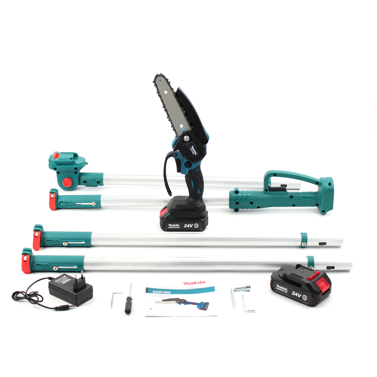 Висоторіз акумуляторний Makita DUC 155Z (24V, 5AH, шина 15 см) міні-пила зі штангою 3 метри Макіта