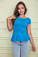 Летняя блуза с рюшей голубого цвета 167R224 Ager S DH, код: 8231277