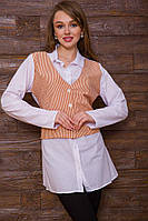 Женская рубашка с декором в бело-терракотовую полоску 119R320 Ager L DH, код: 8232505
