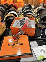 Ремень тонкий Hermes тонкий двухсторонний черно-красный +бренд коробка 6754753