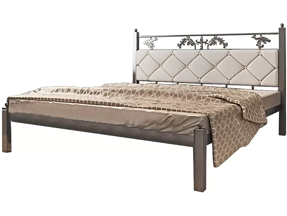 Ліжко металеве з основою Стелла Металл-Дизайн Чорний оксамит, фото 1