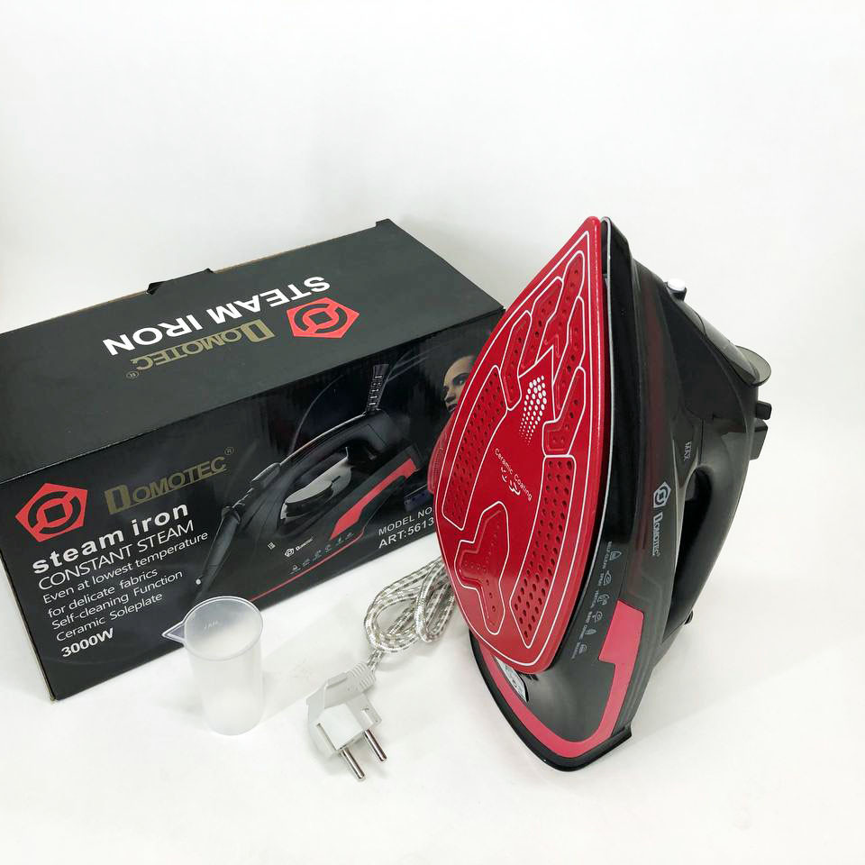 Праска з керамічним покриттям Domotec MS 2258 3000 Вт, праска з керамічною підошвою. IT-783 Колір: червоний
