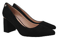 Туфлі жіночі з натуральної замші на великому каблуці Чорні Anemone 73-9DT 37 UL, код: 7362452
