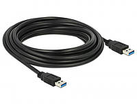 Кабель пристроїв Delock USB3.0 A M M 5.0m AWG24+28 D5.5mm Gold Cu чорний (70.08.5064) GG, код: 7454311