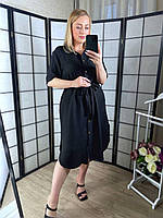 Женское весеннее платье-рубашка из ткани-Лен Стелла размеры 50-56