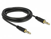 Кабель аудіо-сигнальний Delock Jack 3.5mm 4pin M M 3.0m Stereo 1:1 AWG24 Gold чорний (70.08. GG, код: 7455578