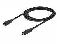 Кабель пристроїв-подовжувач Delock USB Type-C M F (USB3.0) 2.0m 3A AWG24+32 чорний (70.08.554 GG, код: 7725623