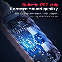 Зовнішня звукова карта 3 в 1 стерео Plextone GS2 usb Typec-C Hi-Res роз'єм з адаптером зарядного пристрою, фото 6