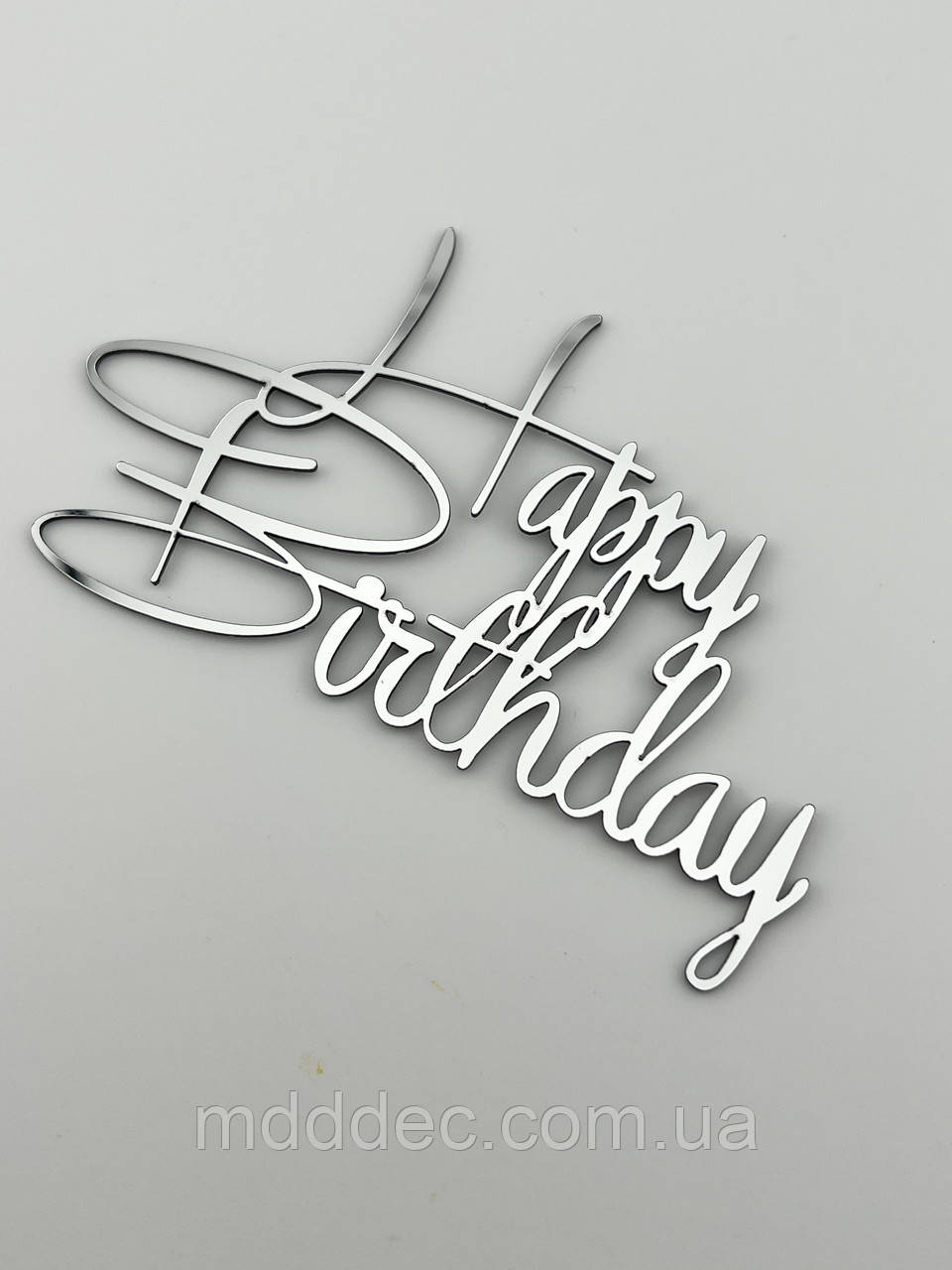 Дзеркальний бічний топер на торт Happy Birthday, торцевий топер на бік торта пластиковий