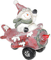 Декоративный Снеговик в красном самолете с LED подсветкой керамика Bona DP69435 ES, код: 6869773