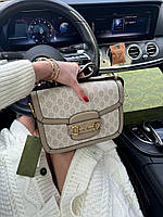 Женская кожаная сумочка гуччи бежевая Gucci красивая изысканная сумка через плечо