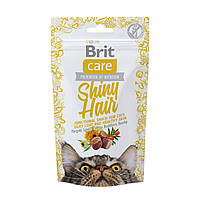Лакомство для кошек Brit Care Functional Snack Shiny Hair 50 г, для кожи и шерсти NX, код: 6879360