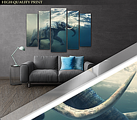 Модульна картина Poster-land у вітальню спальню Слон під водою Art-317_5 ( 80х118см ) Poste NX, код: 6501928