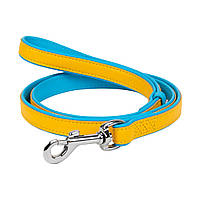 Поводок для собак кожаный WAUDOG Glamour Colors of freedom 1.22 м Желто-голубой (206-4020) NX, код: 7681427