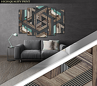 Модульна картина Poster-land у вітальню спальню Абстракція дерев'яний візерунок Art-425_5 ( NX, код: 6502028