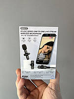 Петличный беспроводной микрофон для смартфона с LED индикатором, Петличка для блогера Lightning Black