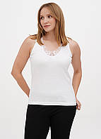 Майка жіноча Ceylanoglu біла класична гладка модель на широкій брительці, 100% бавовна