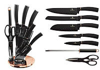 Набор ножей на железной подставке Berlinger Haus BLACK ROSE Collection 8 предметов (BH-2421) z17-2024