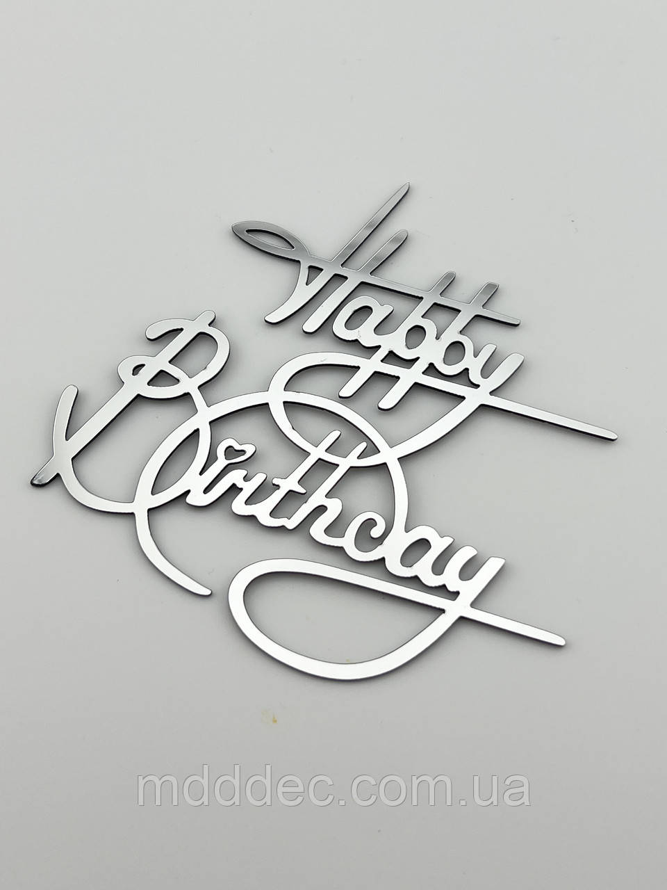 Дзеркальний бічний топер на торт Happy Birthday, торцевий топер на бік торта пластиковий