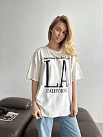 Женская стильная футболка с надписью L A ткань: кулир Мод.704