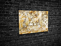 Картина в гостиную спальню для интерьера Абстрактные олени в лесу KIL Art 81x54 см (500) z17-2024