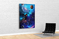 Картина в гостиную спальню детскую для интерьера Планеты в космосе KIL Art 81x54 см (579) z17-2024
