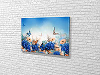Картина в гостиную спальню для интерьера Бабочки над цветами KIL Art 51x34 см (656) z17-2024