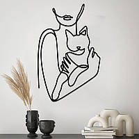 Дизайнерская деревянная картина Moku "Cat Woman" 50x32 см z17-2024